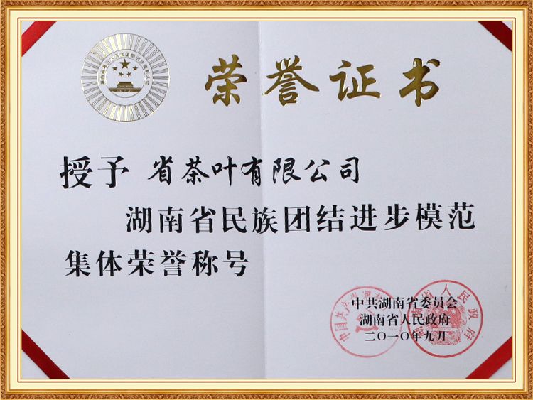 Hunan Province national unity and progress model collective honorary title